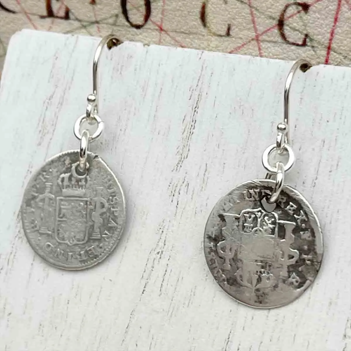 Pirate Chic Silver Half Reale Spanish Portrait Dollars Dated 1778 & 1793 - the Legendary "Piece of Eight" Earrings | Artifact #8836