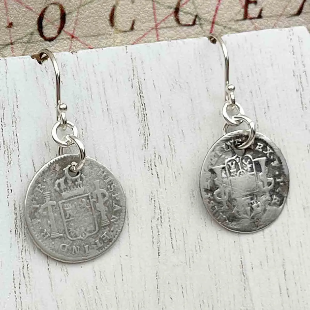 Pirate Chic Silver Half Reale Spanish Portrait Dollars Dated 1778 & 1793 - the Legendary "Piece of Eight" Earrings | Artifact #8836