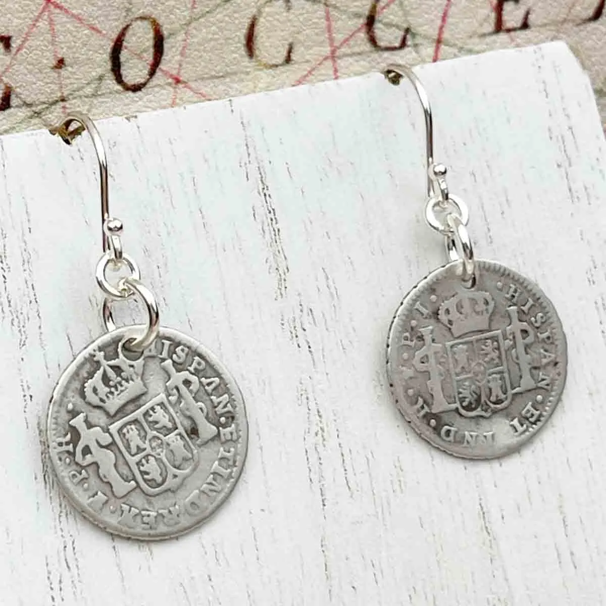 Pirate Chic Silver Half Reale Spanish Portrait Dollars Dated 1784 & 1806 - the Legendary "Piece of Eight" Earrings | Artifact #8838