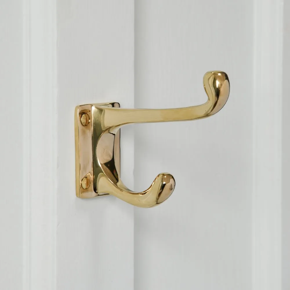 Polished Brass Double Coat Hook