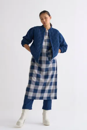 Round Neck Tunic - Navy Check