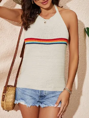 Skinny Printed Halter-Neck Vest Top Knitwear