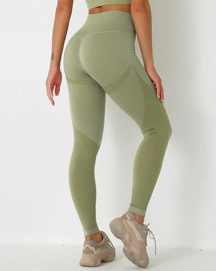 Solid High Elastic Breathable High Waist Active Pants