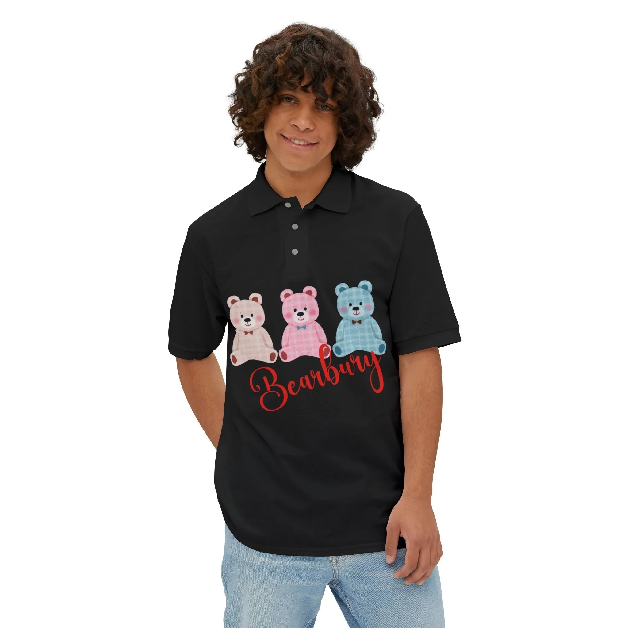 Sporty Polo T-Shirt with Cute Stylish Bear Graphic – Men Active wear