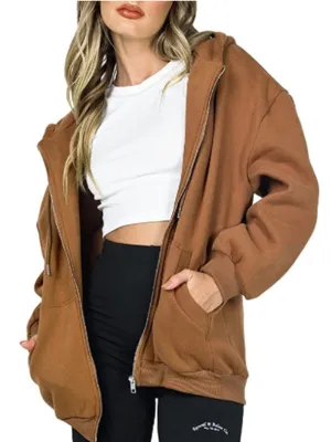 Women's Casual Zip Up Thick Hoodie